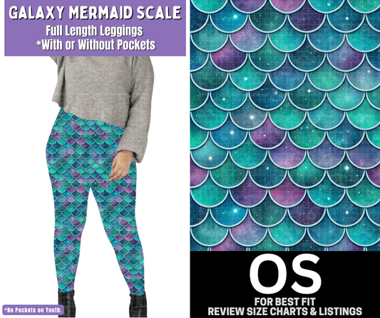 Galaxy Mermaid Scale Full Length Leggings w/ Pockets
