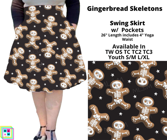 Gingerbread Skeletons Swing Skirt