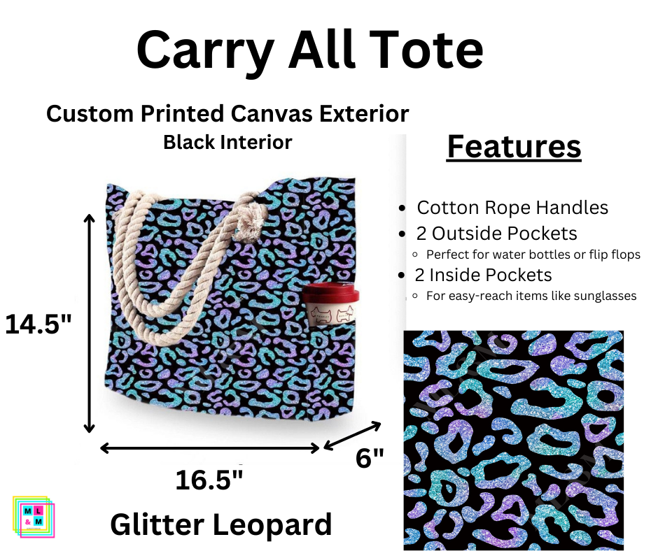 Glitter Leopard Carry All Tote
