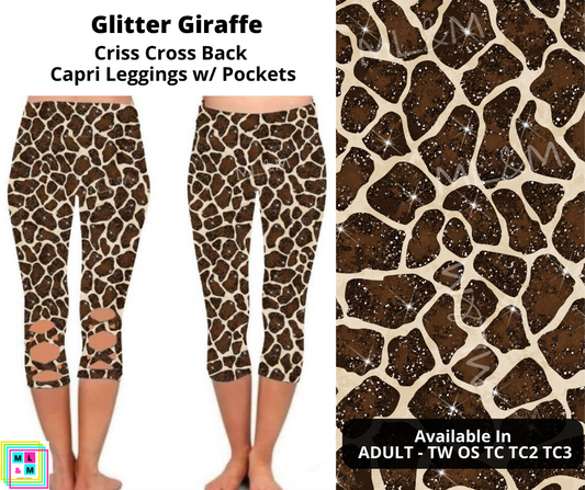 Glitter Giraffe Criss Cross Capri w/ Pockets