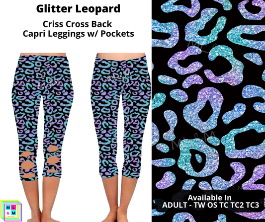 Glitter Leopard Criss Cross Capri w/ Pockets