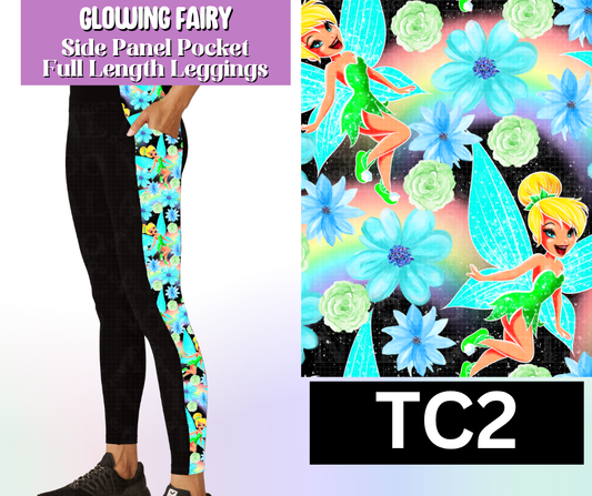 Glowing Fairy Side Panel Pocket Full Length Leggings