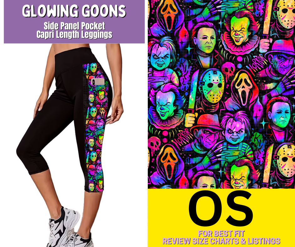 Glowing Goons Side Panel Pocket Capri Length Leggings