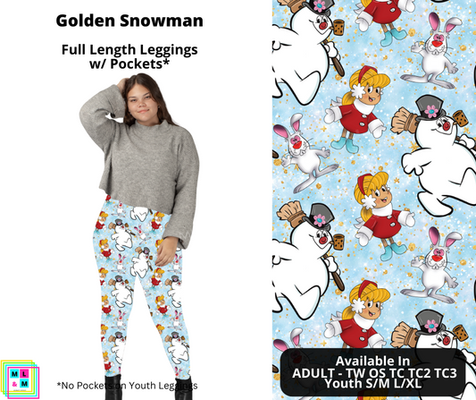 Golden Snowman Full Length Leggings w/ Pockets