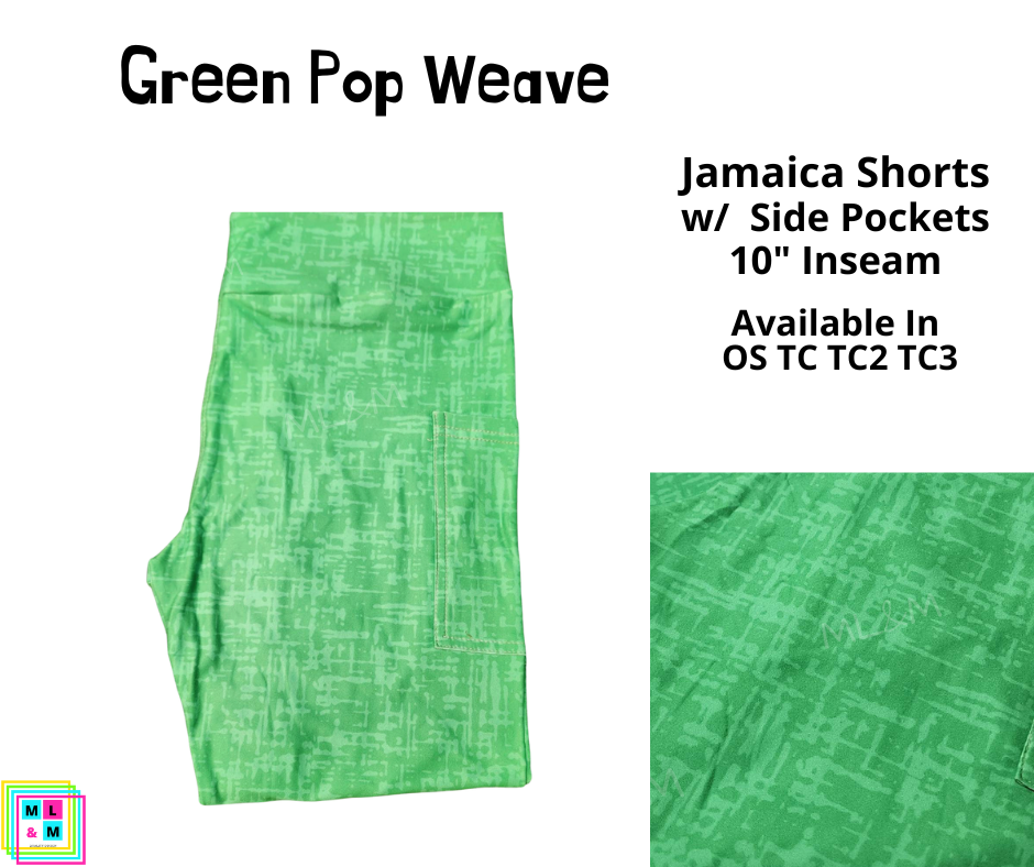 Neon Pop Weave Green 10" Jamaica Shorts