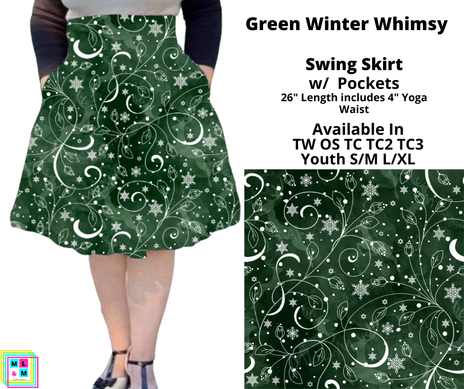 Green Winter Whimsy Swing Skirt