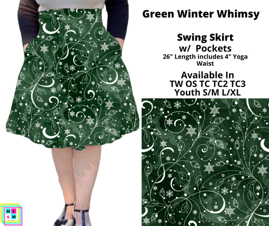 Green Winter Whimsy Swing Skirt