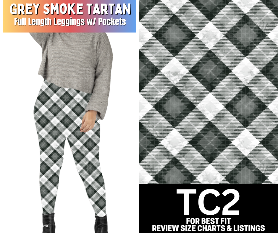 Grey Smoke Tartan Fleece Leggings