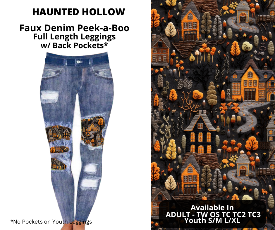 Haunted Hallow Faux Denim Full Length Peekaboo Leggings