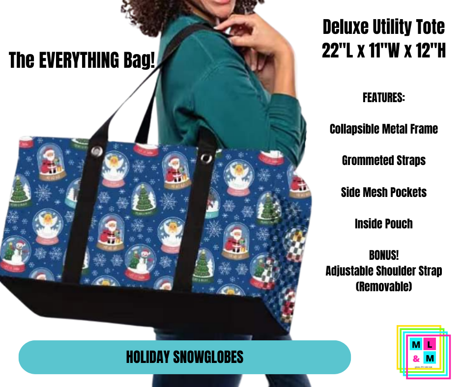 Holiday Snowglobes Collapsible Tote