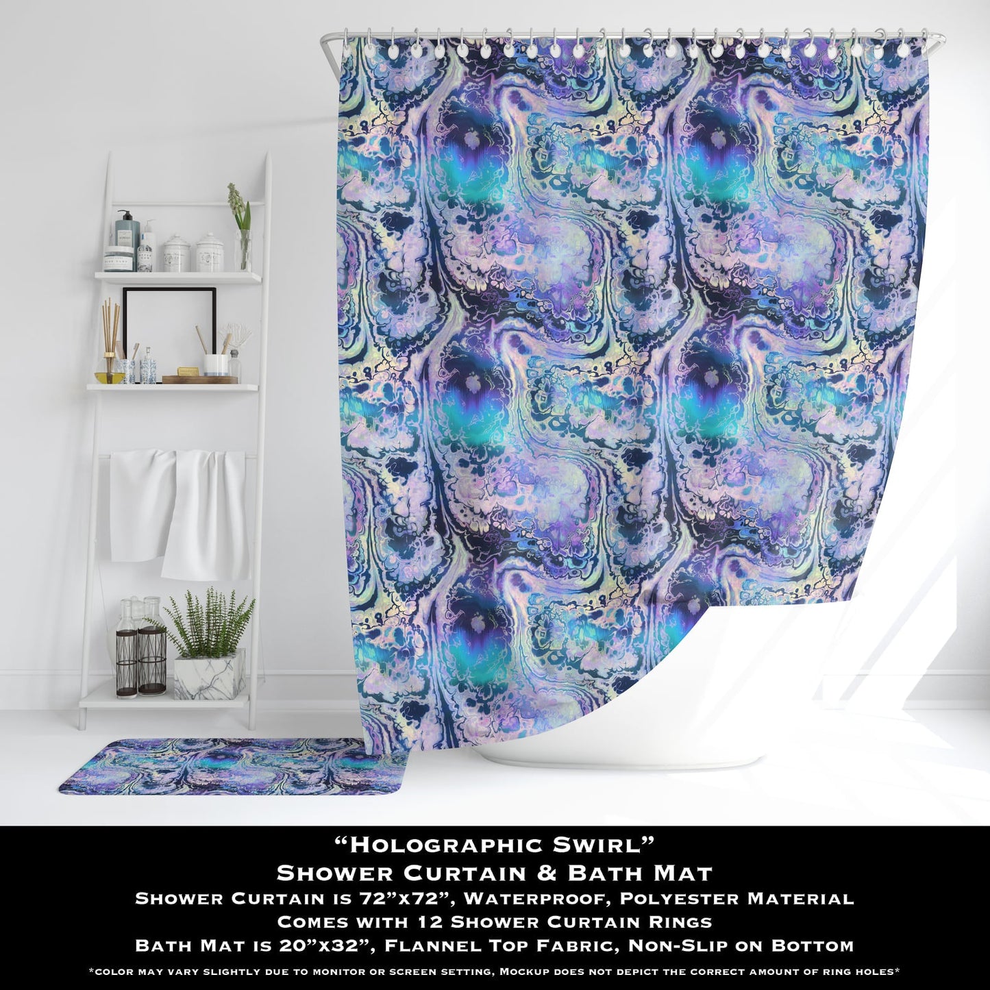 Holographic Swirl - Shower Curtain