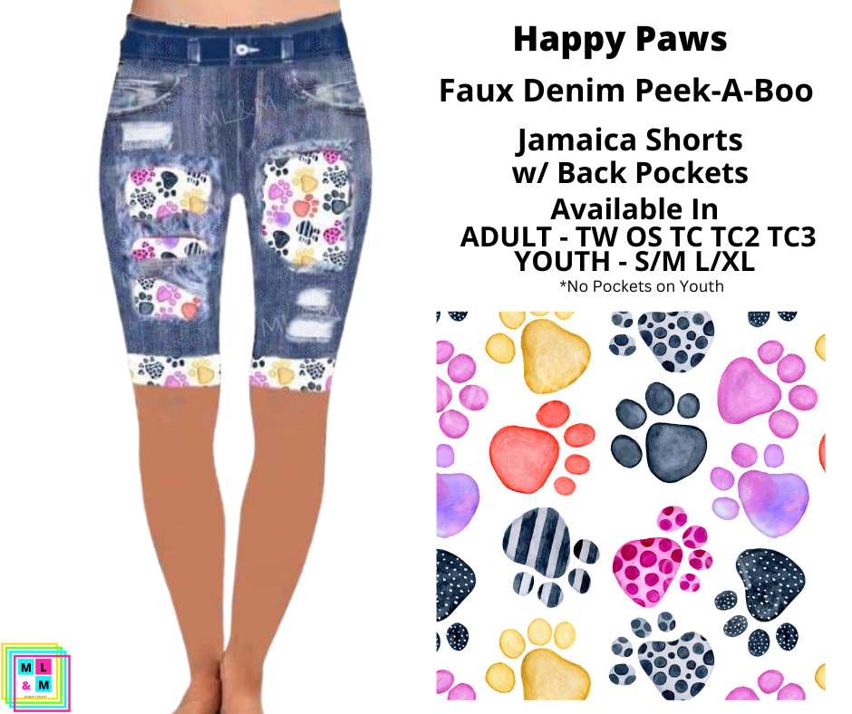 Happy Paws Faux Denim Jamaica Shorts
