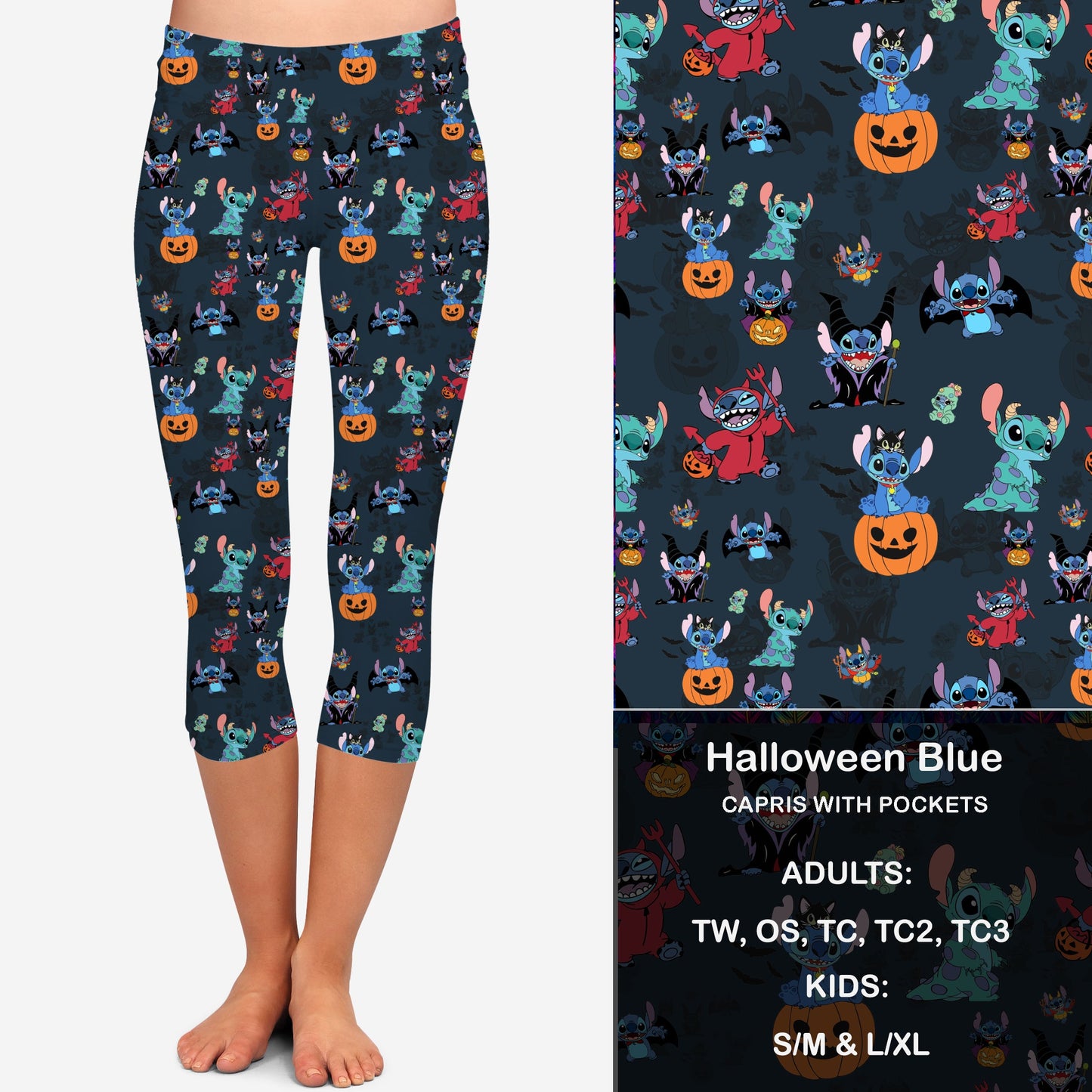 Halloween Blue - Capri Legging with Pockets