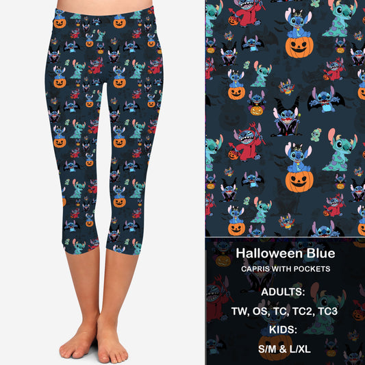 Halloween Blue - Capri Legging with Pockets