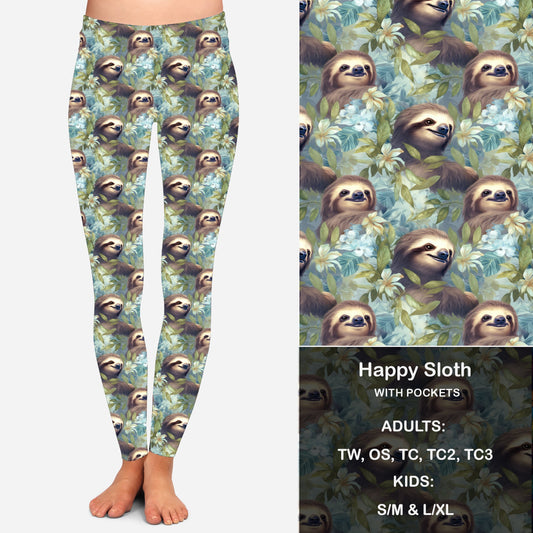 Happy Sloth Leggings & Capris with Pockets Preorder Closes 2/23