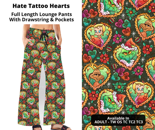 Hate Tattoo Hearts Full Length Lounge Pants