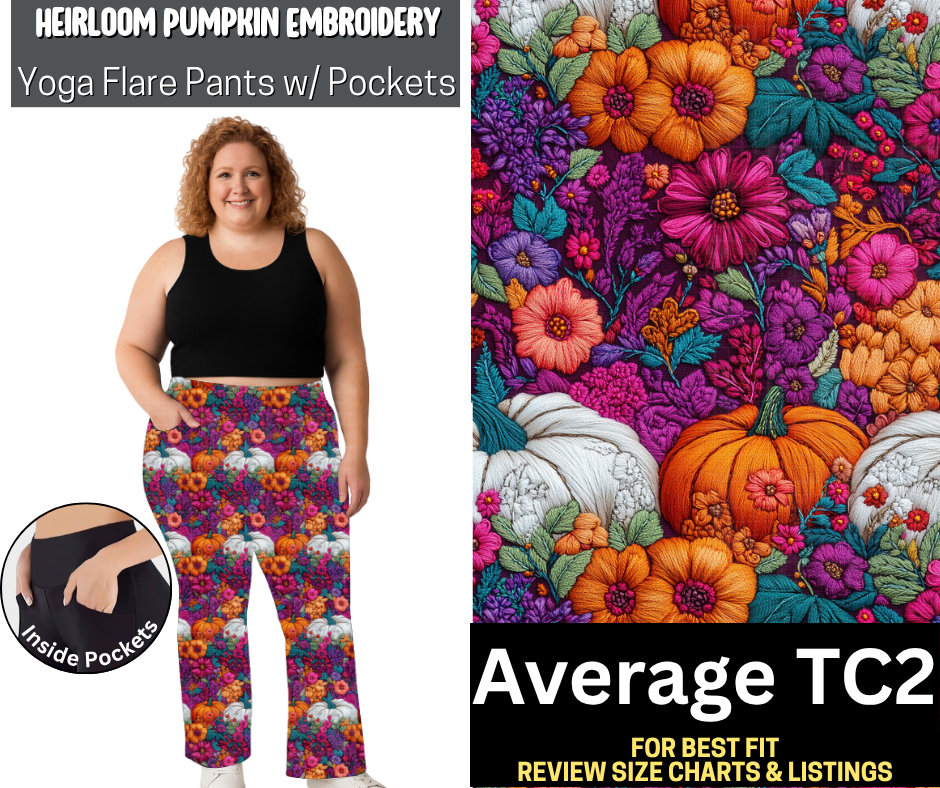Heirloom Pumpkin Embroidery Yoga Flare Pants