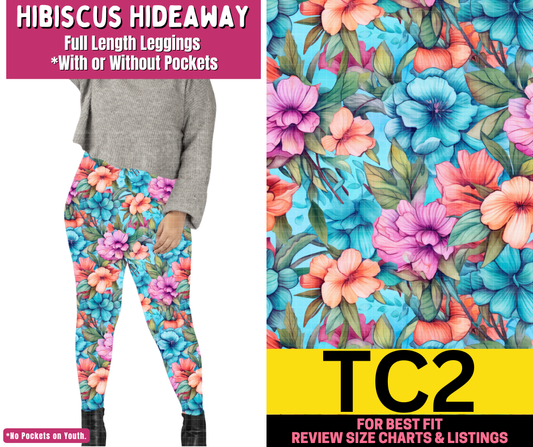 Hibiscus Hideaway Full Length Leggings w/ Pockets