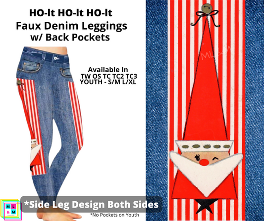 HO-lt HO-lt HO-it Full Length Faux Denim w/ Side Leg Designs