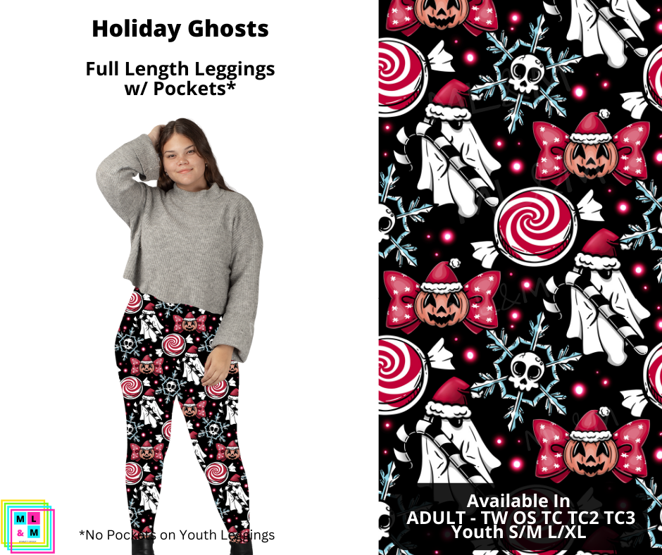 Holiday Ghosts Full Length Leggings w/ Pockets