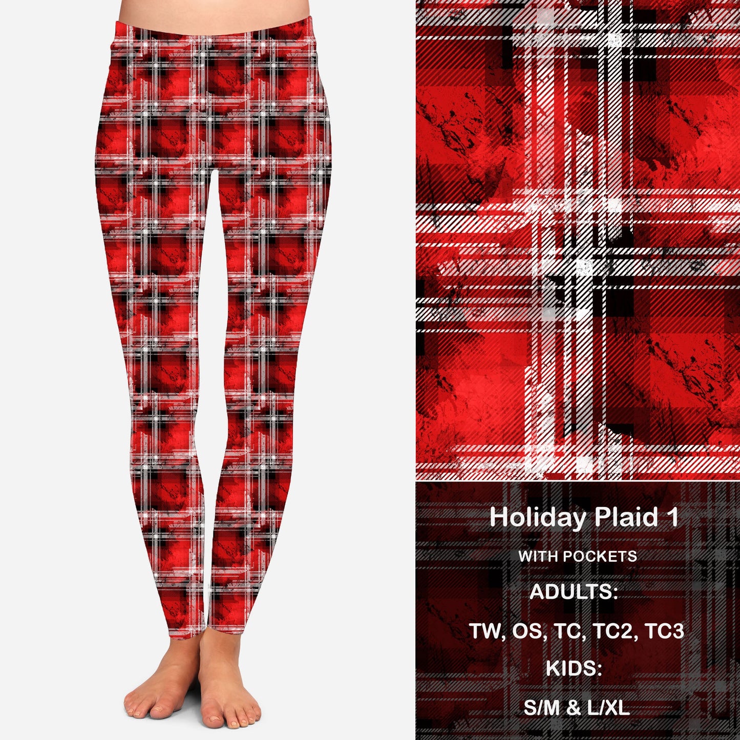 Holiday Plaid 1 Leggings with Pockets Preorder Closes 9/26 eta Nov.