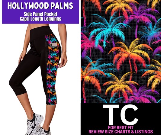 Hollywood Palms Side Panel Pocket Capri Length Leggings