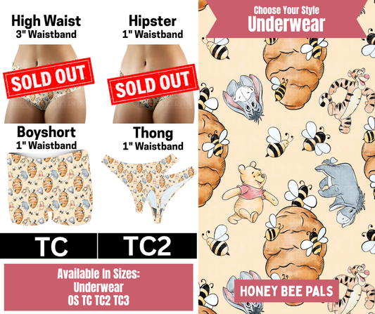 Honey Bee Pals Boyshort, & Thong Underwear