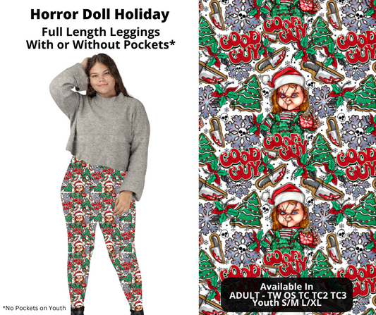 Horror Doll Holiday Full Length Leggings w/ Pockets
