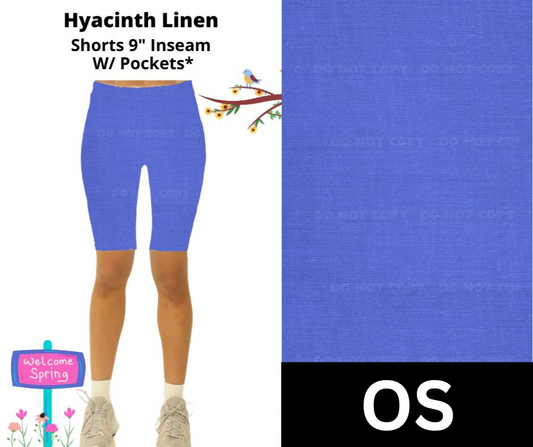 Hyacinth Linen 9" Shorts w/ Pockets