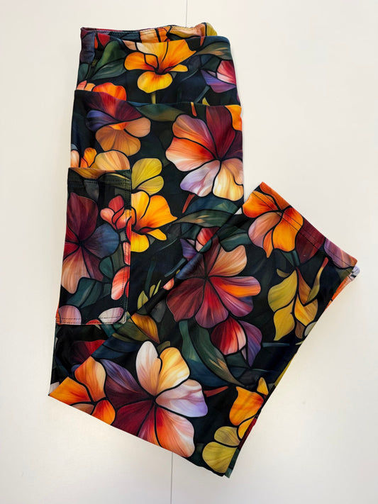 Stained Glass Floral Capri w/ Pockets *RTS