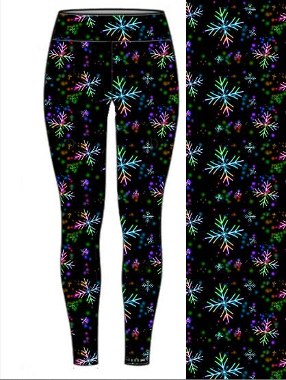 Multicolor Snowflakes leggings with pockets