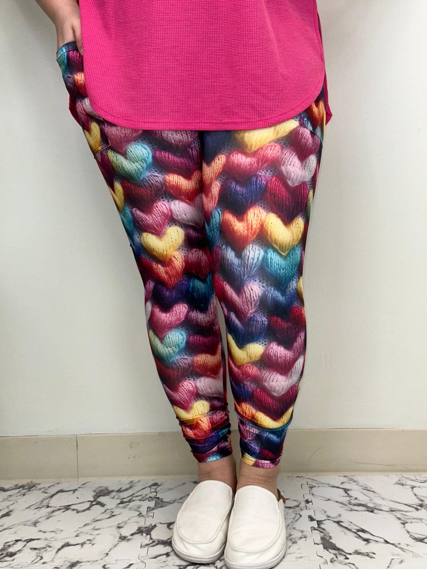 Knitted Heart Leggings w/ Pockets