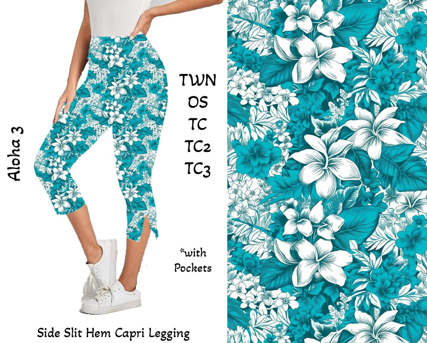 Aloha 3 -  Side Slit Hem Capri Leggings with Pockets Preorder Closes 3/25