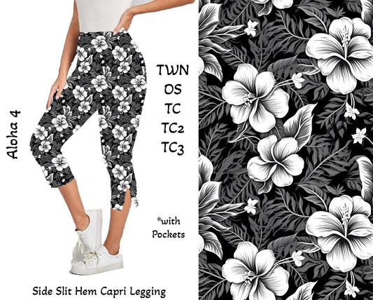 Aloha 4 -  Side Slit Hem Capri Leggings with Pockets Preorder Closes 3/25