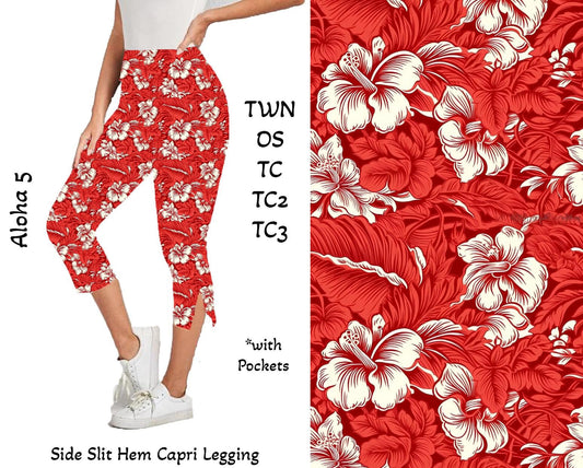 Aloha 5 -  Side Slit Hem Capri Leggings with Pockets Preorder Closes 3/25