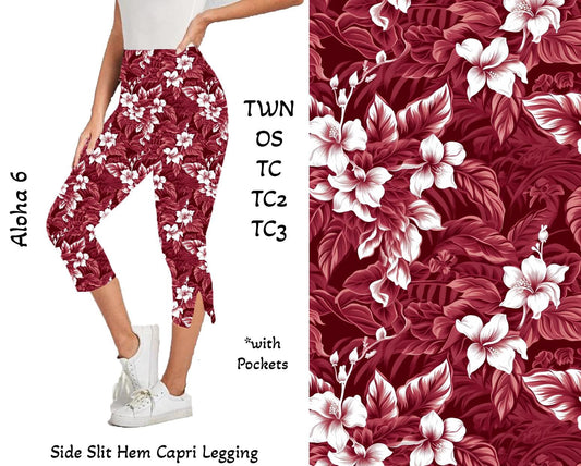 Aloha 6 -  Side Slit Hem Capri Leggings with Pockets Preorder Closes 3/25