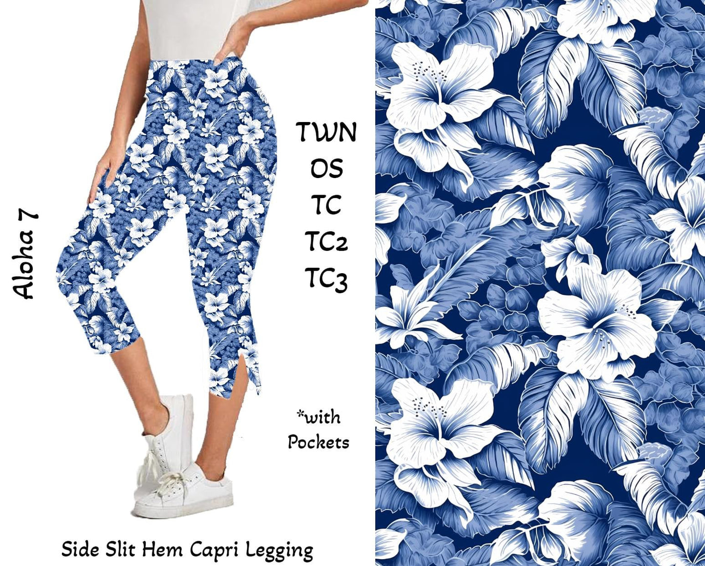 Aloha 7 -  Side Slit Hem Capri Leggings with Pockets Preorder Closes 3/25