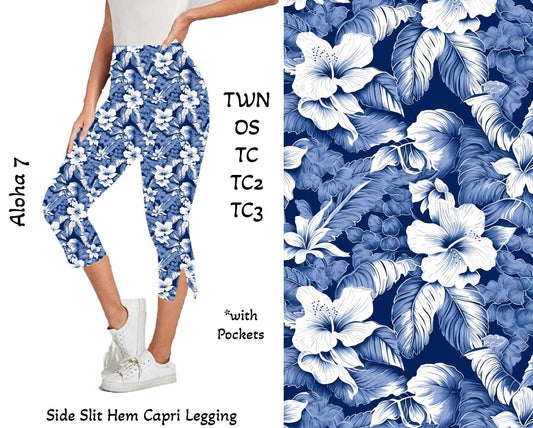 Aloha 7 -  Side Slit Hem Capri Leggings with Pockets Preorder Closes 3/25