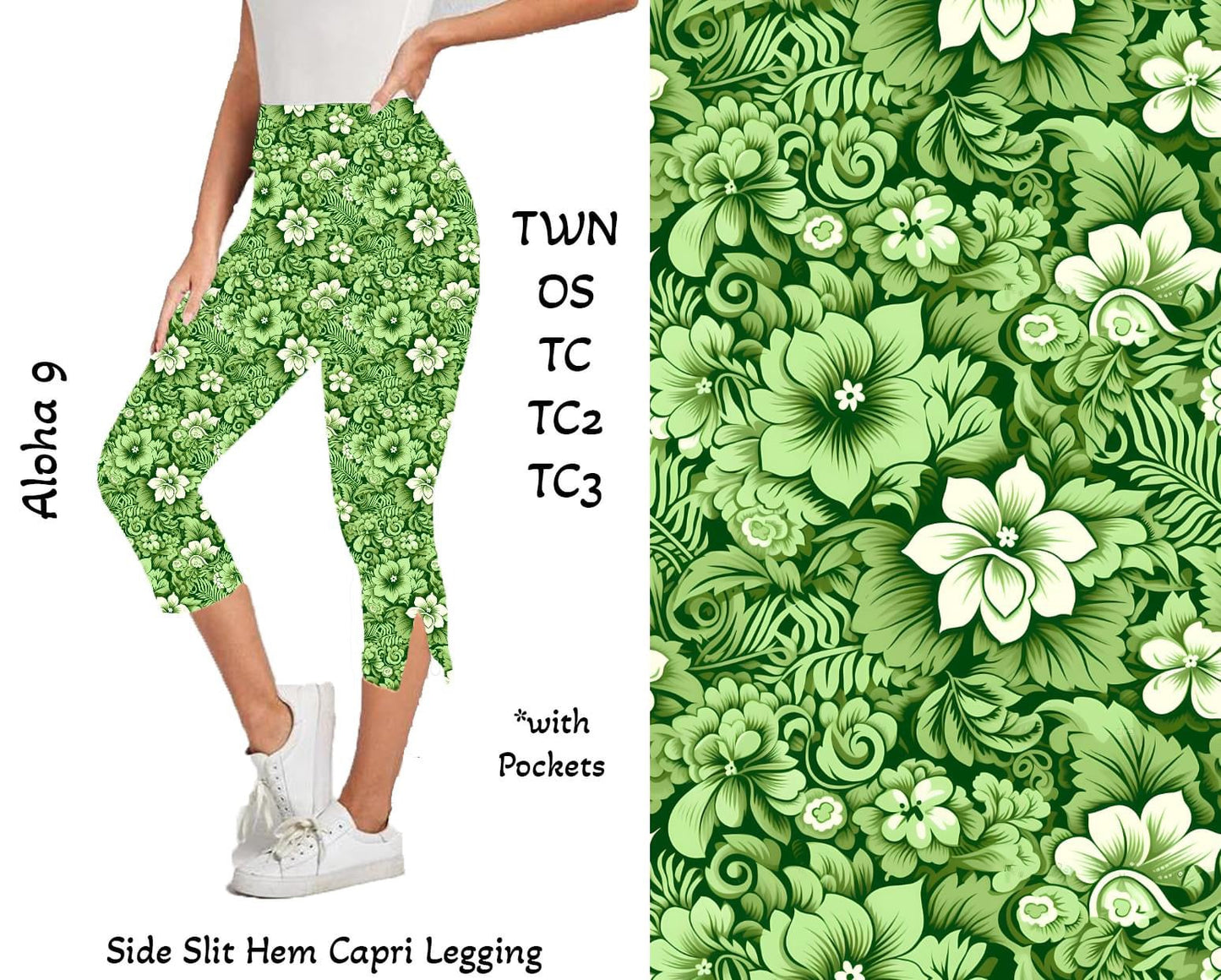 Aloha 9 -  Side Slit Hem Capri Leggings with Pockets Preorder Closes 3/25