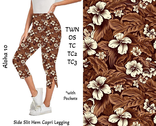 Aloha 10 -  Side Slit Hem Capri Leggings with Pockets Preorder Closes 3/25