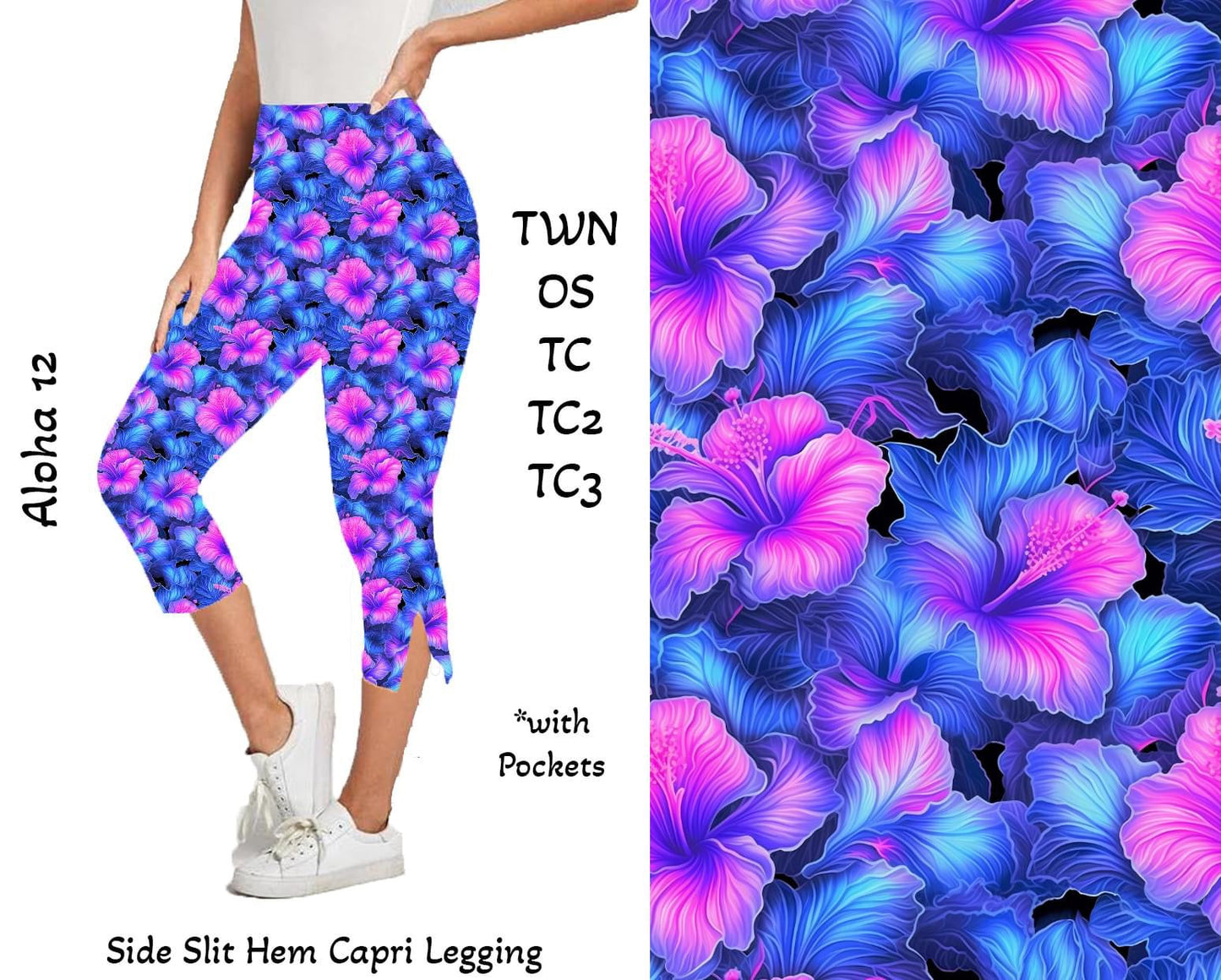 Aloha 12 -  Side Slit Hem Capri Leggings with Pockets Preorder Closes 3/25