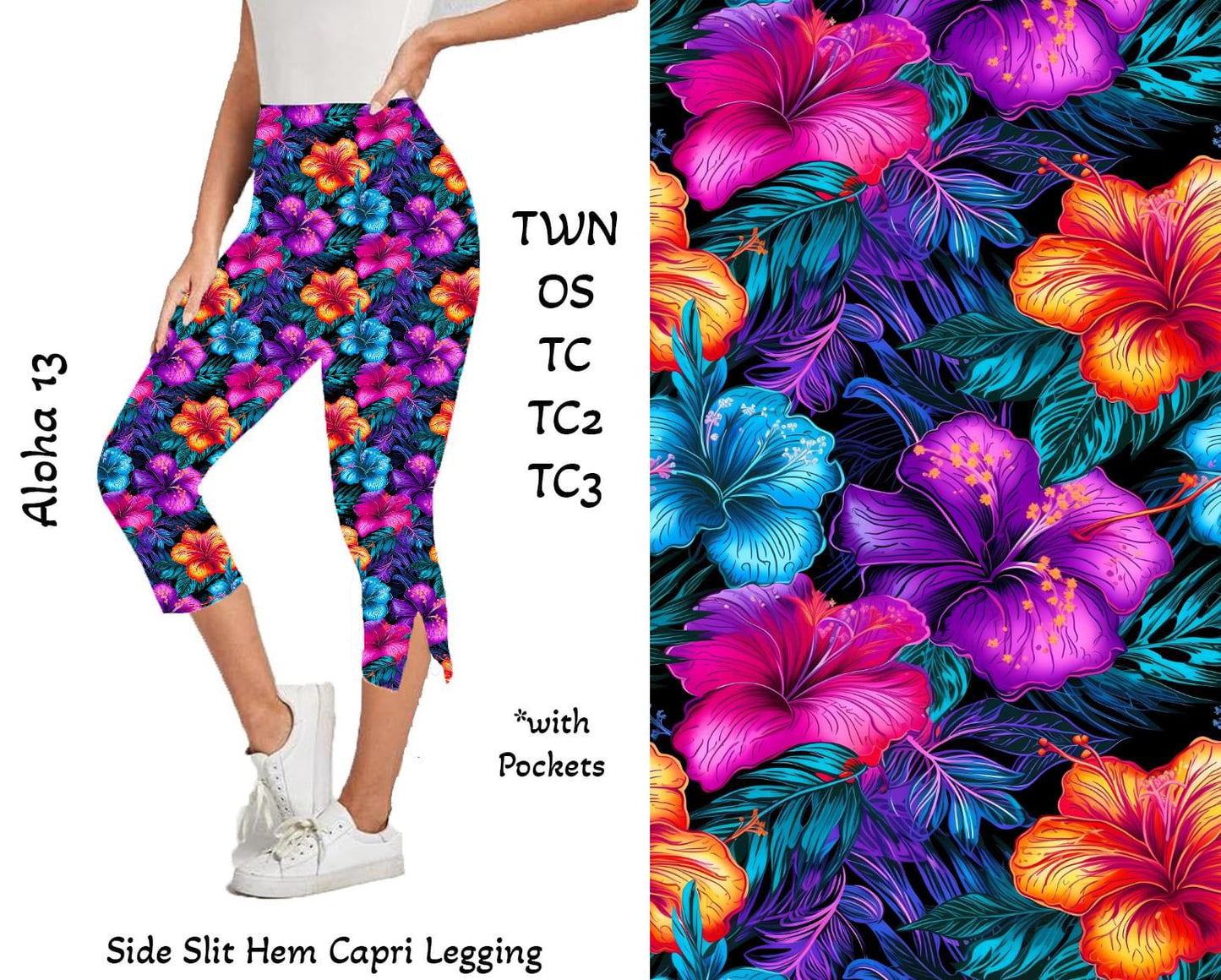 Aloha 13 -  Side Slit Hem Capri Leggings with Pockets Preorder Closes 3/25