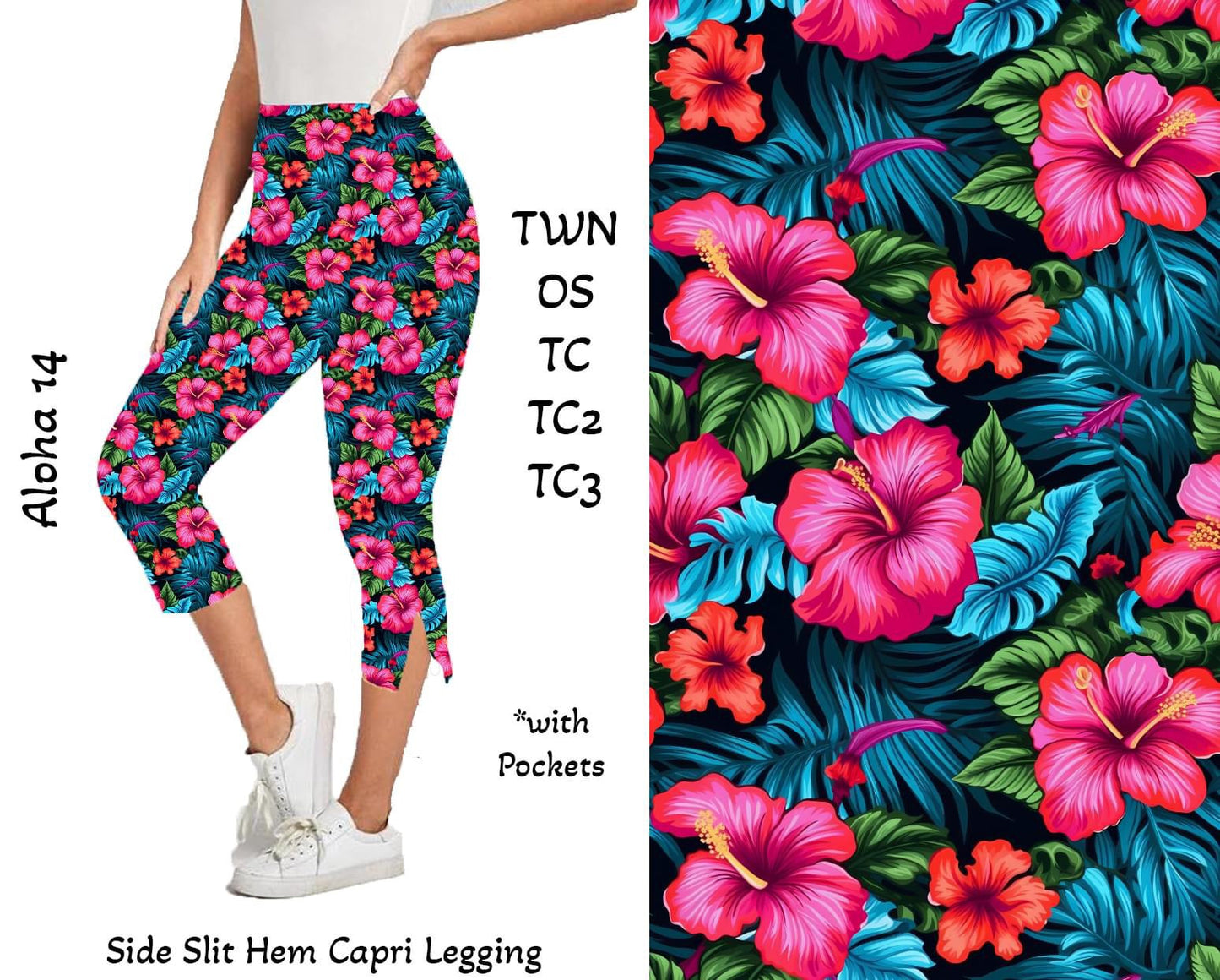 Aloha 14 -  Side Slit Hem Capri Leggings with Pockets Preorder Closes 3/25