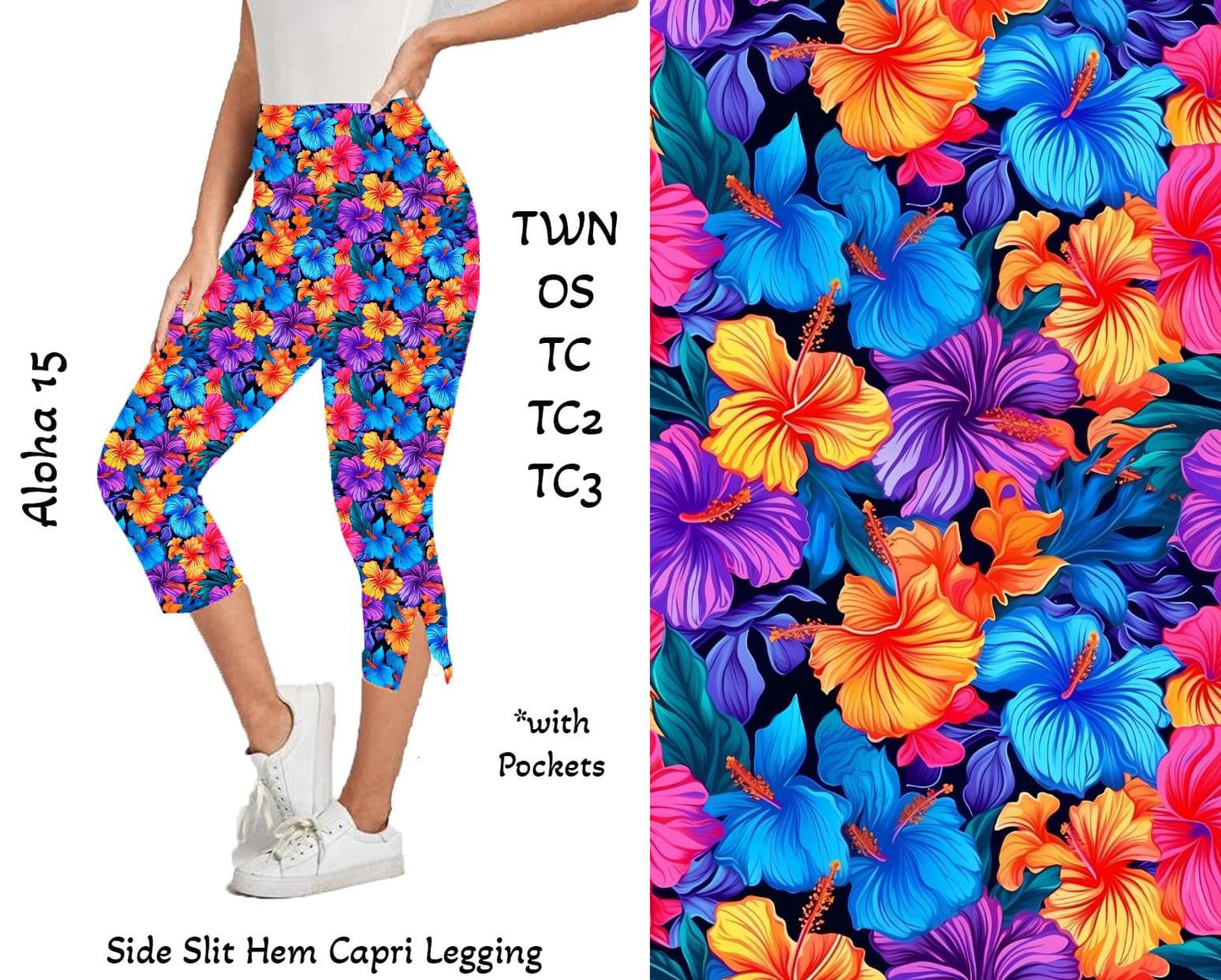 Aloha 15 -  Side Slit Hem Capri Leggings with Pockets Preorder Closes 3/25