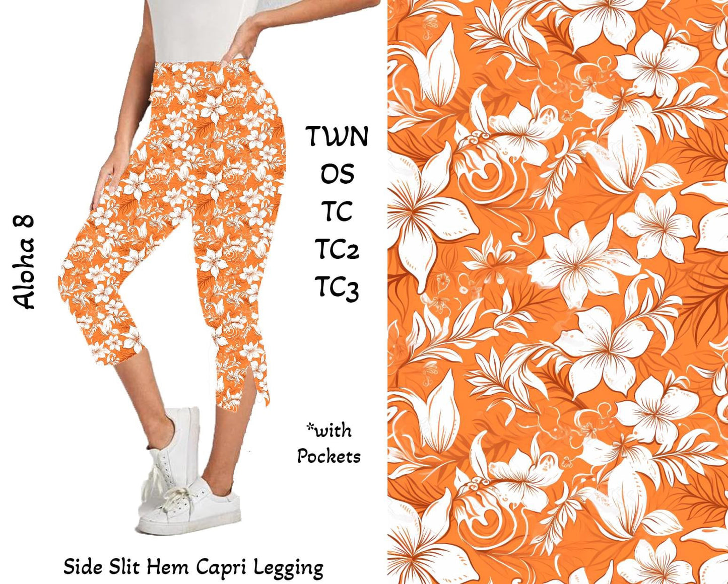 Aloha 8 -  Side Slit Hem Capri Leggings with Pockets Preorder Closes 3/25