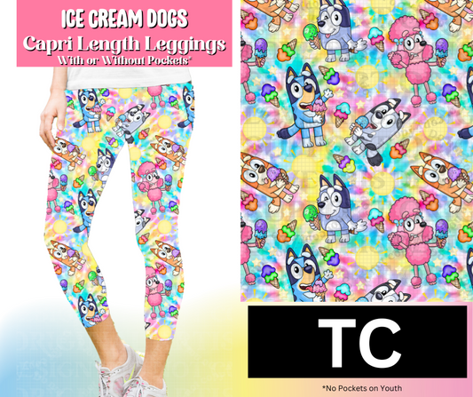 Ice Cream Dogs Capri Length Leggings w/ Pockets