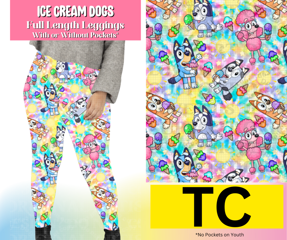 Ice Cream Dogs Full Length Leggings w/ Pockets