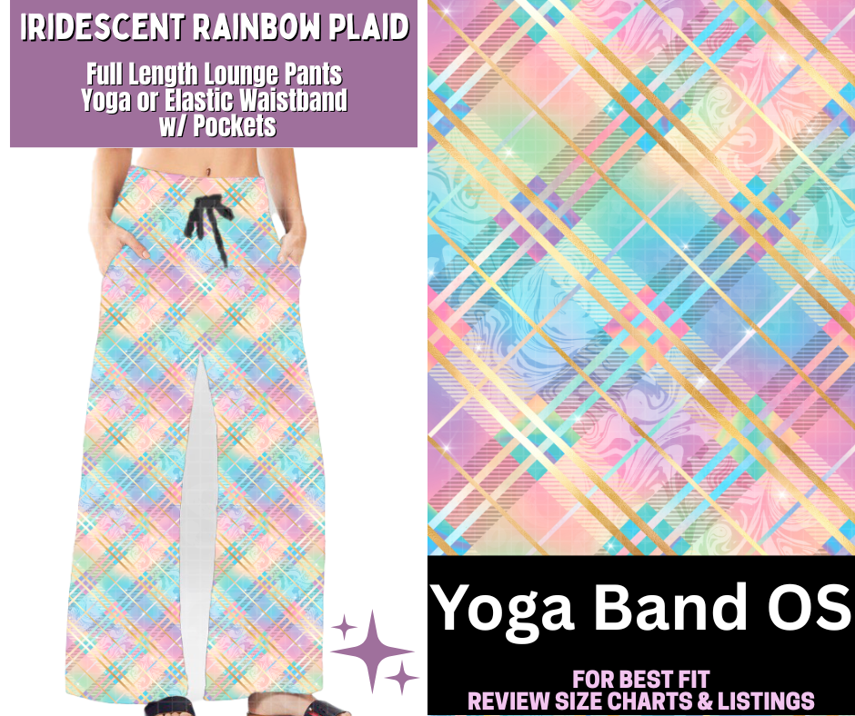 Iridescent Rainbow Plaid Full Length Lounge Pants
