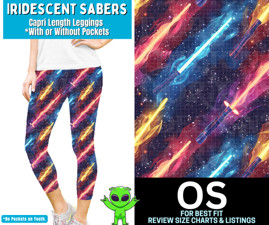 Iridescent Sabers Capri Length Leggings w/ Pockets