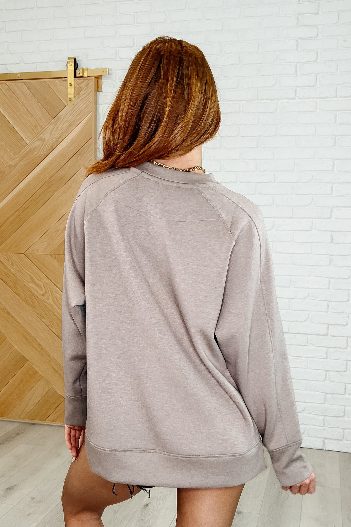 It's The Little Things Relaxed Scuba Pullover in Cocoa